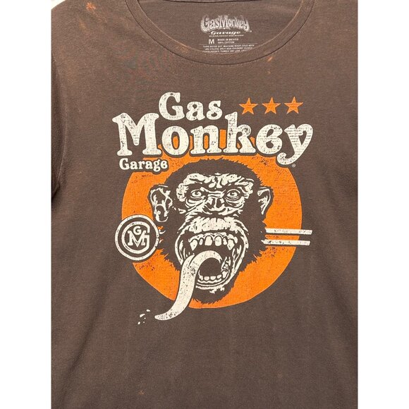 Gas Monkey Garage Distressed Brown Short Sleeve Tee Cotton Medium - Picture 3 of 4